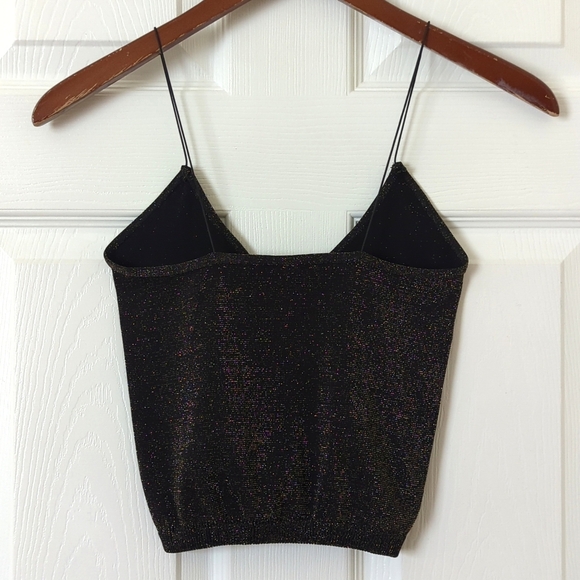 Intimately Free People Lurex Knit Skinny Strap Seamless Brami Top Black Gold XS - Picture 7 of 9